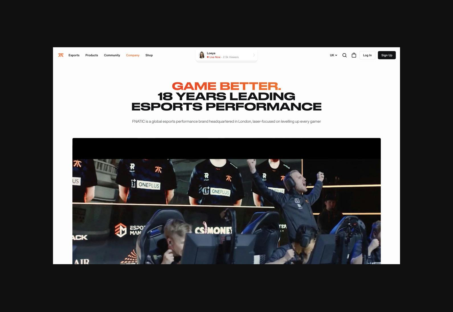Screenshot of the Fnatic projects home page