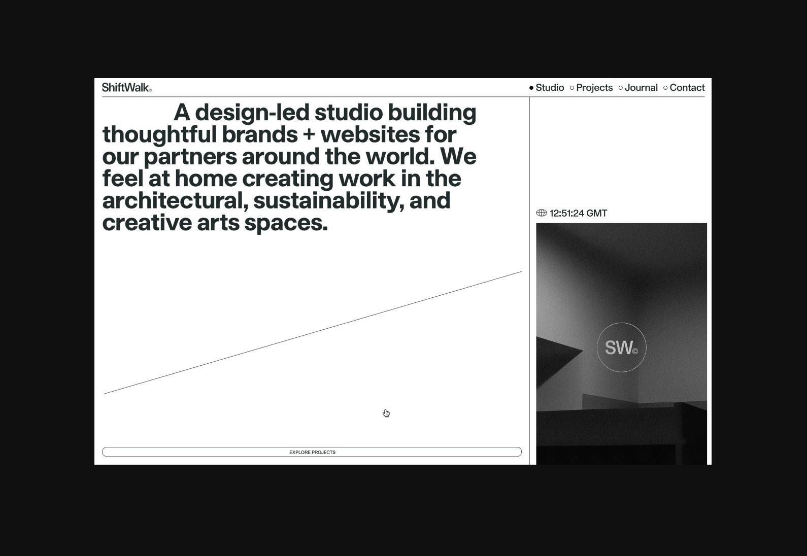 Screenshot of the Shiftwalk projects home page