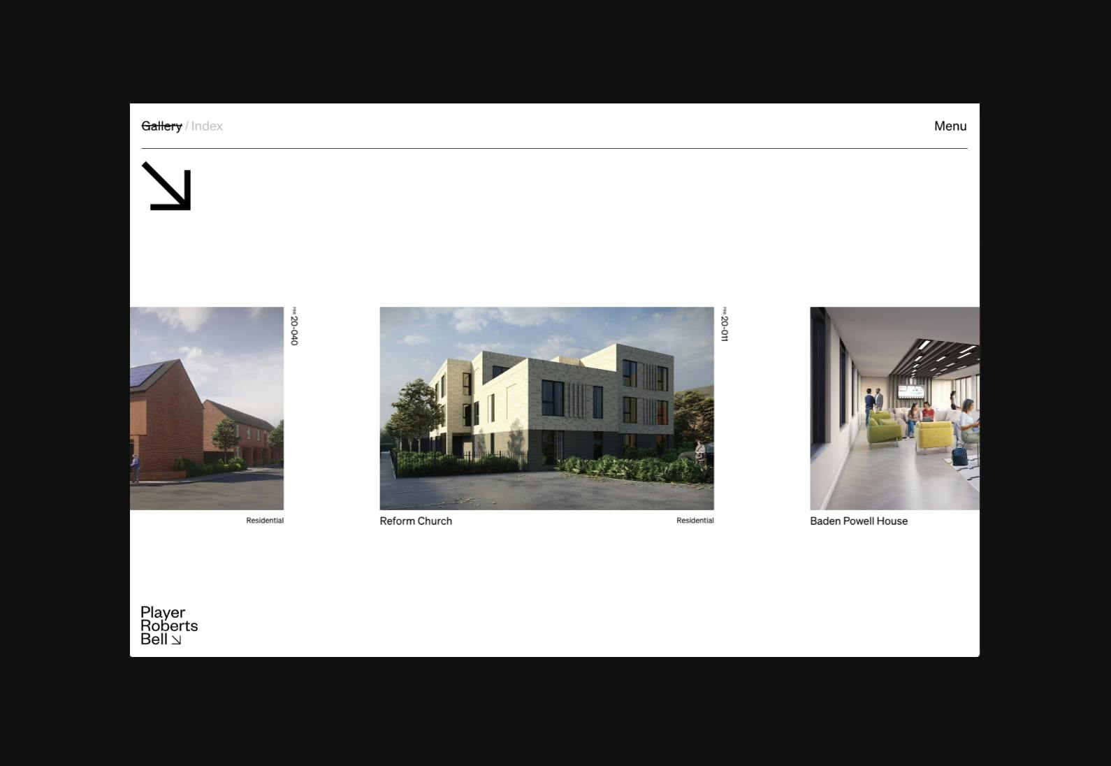 Screenshot of the PRB Architects projects home page